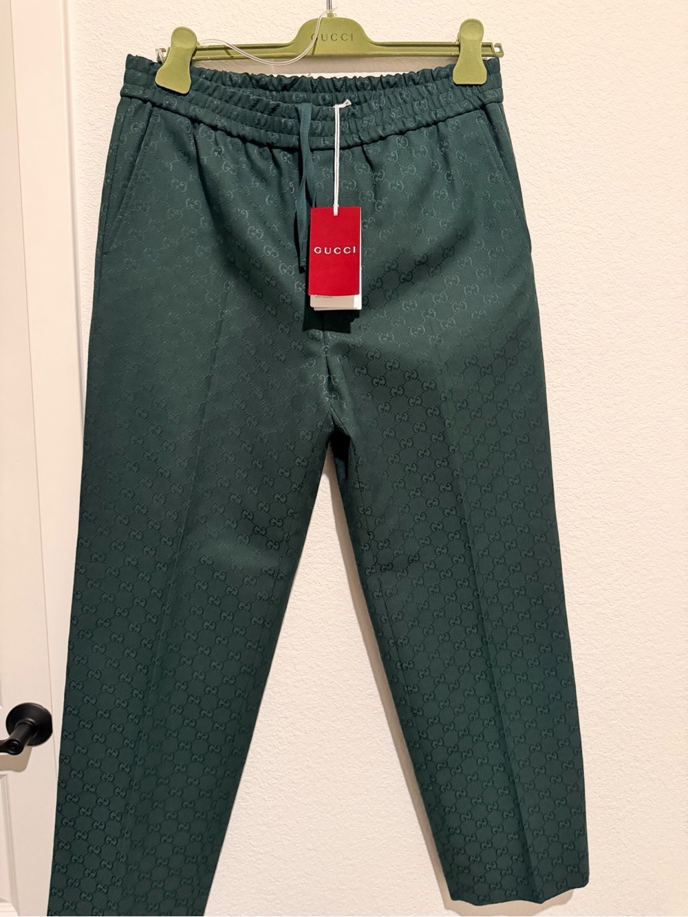 Gucci Men's Dark Green Logo-Patterned Pants